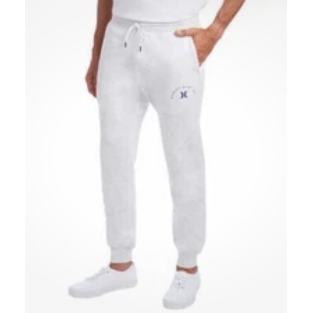 Hurley Surf Co Mens Heather Gray Joggers Drawstring Sweatpants Logo Tapered Leg